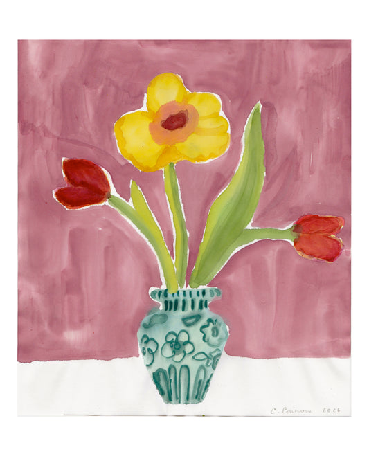 Yellow Poppy with Tulips